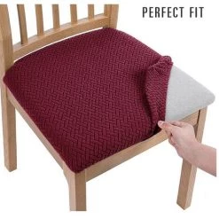 FUIENKO 2/4/6pcs Jacquard Dinant La Chaise Couvre Amovible Dinant La Chaise Siège Housse Stretch Siège Coussin Housse Salle à Manger Chaise De Cuisine,S3,6pcs