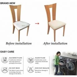 ZHUOXUAN 6 Pièces Housses De Siège De Chaise En Jacquard Extensible, Housses De Coussin De Siège De Chaise De Salle à Manger Anti-poussière Lavables Amovibles -banc et tabouret Soldes Boutique 65490605 5