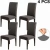 ZHUOXUAN Ensemble De 4 Housses De Chaise De Salle à Manger, Housse De Protection Pour Chaise De Salle à Manger Courte Et Amovible, Ajustable Et Amovible Pour Salle à Manger, Hôtel, Cérémonie, Banquet De Mariage