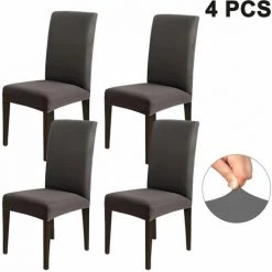 ZHUOXUAN Ensemble De 4 Housses De Chaise De Salle à Manger, Housse De Protection Pour Chaise De Salle à Manger Courte Et Amovible, Ajustable Et Amovible Pour Salle à Manger, Hôtel, Cérémonie, Banquet De Mariage