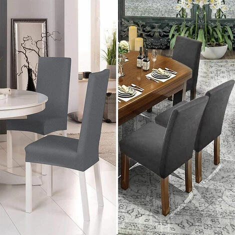 ZHUOXUAN Ensemble De 4 Housses De Chaise De Salle à Manger, Housse De Protection Pour Chaise De Salle à Manger Courte Et Amovible, Ajustable Et Amovible Pour Salle à Manger, Hôtel, Cérémonie, Banquet De Mariage 5 ZHUOXUAN Ensemble De 4 Housses De Chaise De Salle à Manger, Housse De Protection Pour Chaise De Salle à Manger Courte Et Amovible, Ajustable Et Amovible Pour Salle à Manger, Hôtel, Cérémonie, Banquet De Mariage – Image 3
