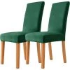 OSQI Lot De 2 Housses De Chaise De Salle à Manger En Velours Doux Et Extensible Vert Forêt -banc et tabouret Soldes Boutique 65506132 1