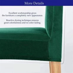 OSQI Lot De 2 Housses De Chaise De Salle à Manger En Velours Doux Et Extensible Vert Forêt -banc et tabouret Soldes Boutique 65506132 4