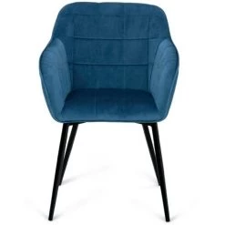 IDMARKET Lot De 2 Chaises MADY En Velours Bleu Avec Accoudoirs -banc et tabouret Soldes Boutique 65599023 3