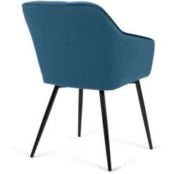 IDMARKET Lot De 2 Chaises MADY En Velours Bleu Avec Accoudoirs -banc et tabouret Soldes Boutique 65599023 4