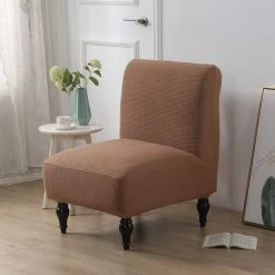 LADACèE Housse De Chaise 1 Place Sans Accoudoirs Housse De Fauteuil Extensible Housse De Protection De Fauteuil Housse De Chaise Sans Accoudoirs Stretch（café） -banc et tabouret Soldes Boutique 65616598 3
