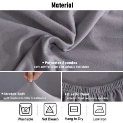 LADACèE Housse De Chaise Sans Accoudoirs Housse De Chaise Coulissante De Grande Taille étirement Tissu Universel Salon Housse De Chaise Décorative Maison Hôtel Salle De Séjour Chambre (Gris, 1) -banc et tabouret Soldes Boutique 65617103 5