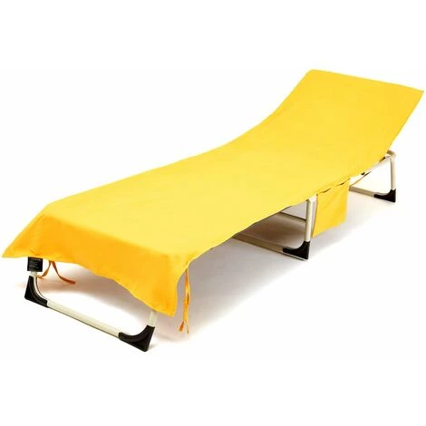 LIFCAUSAL Housse De Chaise Longue Housse De Chaise De Plage à Séchage Rapide Couverture De Serviette De Chaise Longue De Piscine Pliante Housse De Meubles De Jardin Anti-poussière Jaune 4 LIFCAUSAL Housse De Chaise Longue Housse De Chaise De Plage à Séchage Rapide Couverture De Serviette De Chaise Longue De Piscine Pliante Housse De Meubles De Jardin Anti-poussière Jaune – Image 2