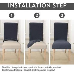 ILOVEMILAN Housse De Chaise De Salle à Manger 1 Pièce Housse De Canapé élastique Bleu Housse De Chaise à Dossier Haut Housse De Chaise En Flanelle De Maïs Housse De Chaise De Cuisine -banc et tabouret Soldes Boutique 65728777 4