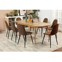 YIDOMDE Lot De 4 Chaises 44x44x87cm Scandinave Rétro Vintage En Suède Marron Pied Métal Noir 9 YIDOMDE Lot De 4 Chaises 44x44x87cm Scandinave Rétro Vintage En Suède Marron Pied Métal Noir -banc et tabouret Soldes Boutique 65745314 3