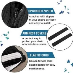 BAICCCF Housse De Chaise De Bureau Extensible Pour Ordinateur De Bureau à Dossier Haut Avec Housses De Bras Housses Lavables En Polyester Jacquqard Pour Protections Universelles De Chaise Rotative (moyen, Kaki) - Kaki -banc et tabouret Soldes Boutique 65748253 3