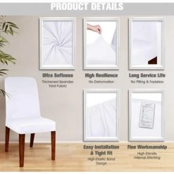 BAICCCF Housse De Chaise Moderne De Grande Taille Sans Accoudoirs Housse élastique De Protection De Siège De Chaise Lavable Amovible Pour Salle à Manger Cuisine Hôtel Restaurant Fête De Mariage 4 Pièces (blanc) - Blanc -banc et tabouret Soldes Boutique 65748476 3