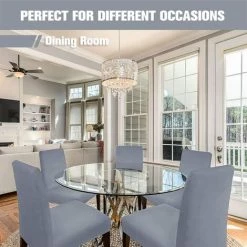 BAICCCF Housse De Chaise Moderne De Grande Taille Sans Accoudoirs Housse élastique De Protection De Siège De Chaise Lavable Amovible Pour Salle à Manger Cuisine Hôtel Restaurant Fête De Mariage 4 Pièces (gris Clair) - Gris Clair -banc et tabouret Soldes Boutique 65748484 4