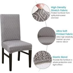 BAICCCF Housse De Chaise, Housses De Chaise De Salle à Manger Extensibles, Housse De Protection Pour Chaise à Dossier Haut, Housses De Siège élastiques Pour Salle à Manger, Mariage, Banquet, Décoration De Fête (BTC06, 4 Pièces) - Btc06 -banc et tabouret Soldes Boutique 65748488 2
