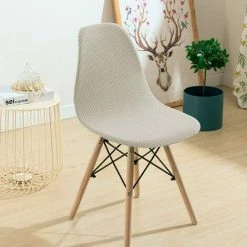 BAICCCF Housse De Chaise De Salle à Manger En Jacquard Extensible Sans Accoudoirs Housses De Chaise Amovibles Et Lavables Pour Cuisine, Banquet, Maison, Hôtel, Chaises Latérales, Housse De Siège (lot De 6, Blanc Cassé) - Blanc -banc et tabouret Soldes Boutique 65748539 2