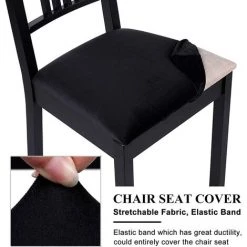 BAICCCF Housses De Siège De Chaise De Salle à Manger En Velours, Housses De Chaise De Salle à Manger Extensibles Avec Attaches, Housse De Protection De Siège De Chaise De Salle à Manger Amovible Et Lavable (2 Pièces, Noir) - Le Noir -banc et tabouret Soldes Boutique 65748579 4
