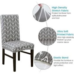 BAICCCF Housse De Chaise, Housses De Chaise De Salle à Manger Extensibles, Housse De Protection Pour Chaise à Dossier Haut, Housses De Siège élastiques Pour Salle à Manger, Mariage, Banquet, Décoration De Fête (BTC05, 4 Pièces) - Btc05 -banc et tabouret Soldes Boutique 65748647 2