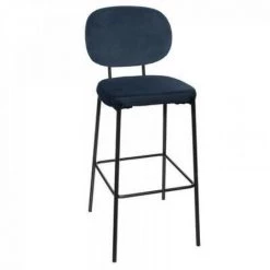 EASY Chaise Bar En Velours Talia Bl, Bleu