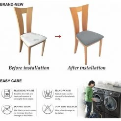 MERéTéET Housses De Siège De Chaise,Siège De Chaise Couvre 4 Pièces Housse De Salle à Manger Spandex Amovible Salle à Manger Stretch Couverture De Chaise(4 Pièces,Gris Clair) -banc et tabouret Soldes Boutique 65790836 4