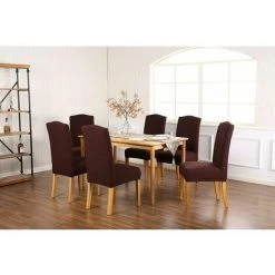 MERéTéET Housse De Chaise 6 Pièces,Salle à Manger Stretch Extensible Antidérapante Couverture De Chaise,Housse De Salle à Manger Amovible Lavable Housse De Chaise Pour Salle(6 Pièces,Chocolat) -banc et tabouret Soldes Boutique 65791076 2