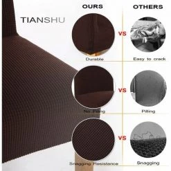 MERéTéET Housse De Chaise 6 Pièces,Salle à Manger Stretch Extensible Antidérapante Couverture De Chaise,Housse De Salle à Manger Amovible Lavable Housse De Chaise Pour Salle(6 Pièces,Chocolat) -banc et tabouret Soldes Boutique 65791076 4