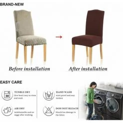 MERéTéET Housse De Chaise 6 Pièces,Salle à Manger Stretch Extensible Antidérapante Couverture De Chaise,Housse De Salle à Manger Amovible Lavable Housse De Chaise Pour Salle(6 Pièces,Chocolat) -banc et tabouret Soldes Boutique 65791076 5