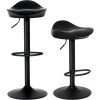 YIENJAOY Lot De 2 Tabourets De Bar,Haut Chaise De Bar, Chaise De Cuisine, Hauteur Réglable, Rotatif Sur 360°, PU En Bois, ABS Et Mental, Pour Cuisine, Maison Et Bar, Noir