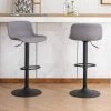 YIENJAOY Tabourets De Bar Lot De 2 Gris, Tabouret Comptoir Réglable En Hauteur Pour Comptoir De Cuisine, Coussin Souple En PU, Rotatif à 360°