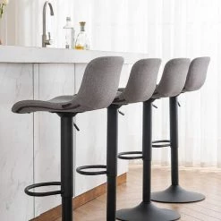 YIENJAOY Tabourets De Bar Lot De 2 Gris, Tabouret Comptoir Réglable En Hauteur Pour Comptoir De Cuisine, Coussin Souple En PU, Rotatif à 360° -banc et tabouret Soldes Boutique 65810032 3