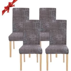 YIENJAOY Housse De Chaise Salle à Manger Extensible 4 Pièces,Housse De Chaise Universelle Lavables,Couverture De Chaise Facile à Nettoyer Pour Décor Salle à Manger Hôtel Restaurant,ligne De Café