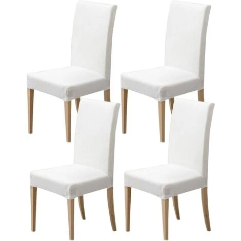 YIENJAOY 4 Pièces Housses De Chaise De Salle à Manger Couverture De Chaise Extensible Amovible Lavable élastique Pour Un Ajustement Universel,White 3 YIENJAOY 4 Pièces Housses De Chaise De Salle à Manger Couverture De Chaise Extensible Amovible Lavable élastique Pour Un Ajustement Universel,White