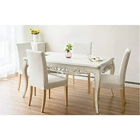 YIENJAOY 4 Pièces Housses De Chaise De Salle à Manger Couverture De Chaise Extensible Amovible Lavable élastique Pour Un Ajustement Universel,White 5 YIENJAOY 4 Pièces Housses De Chaise De Salle à Manger Couverture De Chaise Extensible Amovible Lavable élastique Pour Un Ajustement Universel,White – Image 3