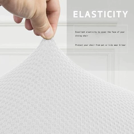 YIENJAOY 4 Pièces Housses De Chaise De Salle à Manger Couverture De Chaise Extensible Amovible Lavable élastique Pour Un Ajustement Universel,White 7 YIENJAOY 4 Pièces Housses De Chaise De Salle à Manger Couverture De Chaise Extensible Amovible Lavable élastique Pour Un Ajustement Universel,White – Image 5