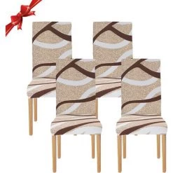 YIENJAOY Housse De Chaise Salle à Manger Extensible 4 Pièces,Housse De Chaise Universelle Lavables,Couverture De Chaise Facile à Nettoyer Pour Décor Salle à Manger Hôtel Restaurant,Collection Moderne