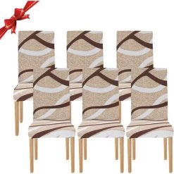 YIENJAOY Housse De Chaise Salle à Manger Extensible 6 Pièces,Housse De Chaise Universelle Lavables,Couverture De Chaise Facile à Nettoyer Pour Décor Salle à Manger Hôtel Restaurant,Collection Moderne