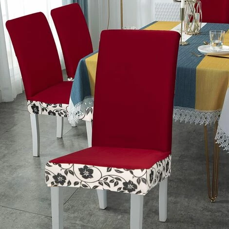 YIENJAOY Housse De Chaise Salle à Manger Extensible 6 Pièces,Housse De Chaise Universelle Lavables,Couverture De Chaise Facile à Nettoyer Pour Décor Salle à Manger Hôtel Restaurant,feuilles Rouge Vin 5 YIENJAOY Housse De Chaise Salle à Manger Extensible 6 Pièces,Housse De Chaise Universelle Lavables,Couverture De Chaise Facile à Nettoyer Pour Décor Salle à Manger Hôtel Restaurant,feuilles Rouge Vin – Image 3