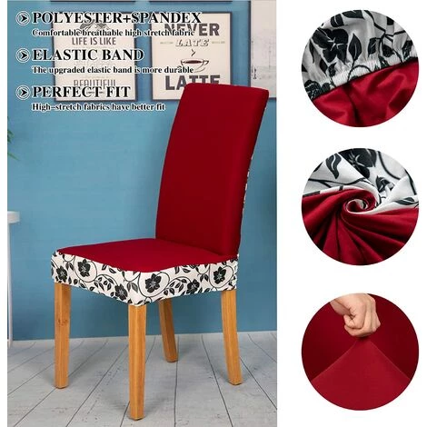 YIENJAOY Housse De Chaise Salle à Manger Extensible 6 Pièces,Housse De Chaise Universelle Lavables,Couverture De Chaise Facile à Nettoyer Pour Décor Salle à Manger Hôtel Restaurant,feuilles Rouge Vin 6 YIENJAOY Housse De Chaise Salle à Manger Extensible 6 Pièces,Housse De Chaise Universelle Lavables,Couverture De Chaise Facile à Nettoyer Pour Décor Salle à Manger Hôtel Restaurant,feuilles Rouge Vin – Image 4