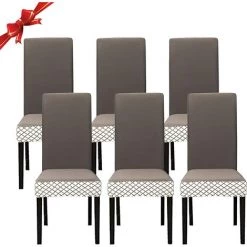 YIENJAOY Housse De Chaise Salle à Manger Extensible 6 Pièces,Housse De Chaise Universelle Lavables,Couverture De Chaise Facile à Nettoyer Pour Décor Salle à Manger Hôtel Restaurant,ligne Carmela