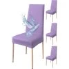 YIENJAOY Housse De Chaise 4 Pièces Imperméables, Housse De Chaise Salle à Manger, Housse Chaise Extensible, Universel, Facile à Installer, Facile à Nettoyer (Lilas) -banc et tabouret Soldes Boutique 65810578 1