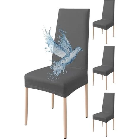 YIENJAOY Housse De Chaise 4 Pièces Imperméables, Housse De Chaise Salle à Manger, Housse Chaise Extensible, Universel, Facile à Installer, Facile à Nettoyer (Gris Foncé) 3 YIENJAOY Housse De Chaise 4 Pièces Imperméables, Housse De Chaise Salle à Manger, Housse Chaise Extensible, Universel, Facile à Installer, Facile à Nettoyer (Gris Foncé)