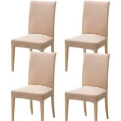 YIENJAOY 4 Pièces Housses De Chaise De Salle à Manger Couverture De Chaise Extensible Amovible Lavable élastique Pour Un Ajustement Universel,beige