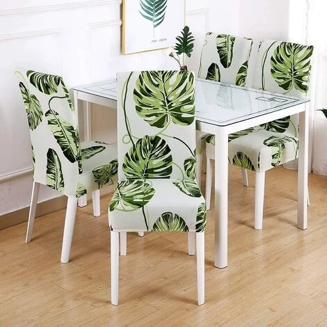 YIENJAOY Housse De Chaise Salle à Manger Extensible 4 Pièces,Housse De Chaise Universelle Lavables,Couverture De Chaise Facile à Nettoyer Pour Décor Salle à Manger Hôtel Restaurant,feuilles Beiges 6 YIENJAOY Housse De Chaise Salle à Manger Extensible 4 Pièces,Housse De Chaise Universelle Lavables,Couverture De Chaise Facile à Nettoyer Pour Décor Salle à Manger Hôtel Restaurant,feuilles Beiges – Image 4