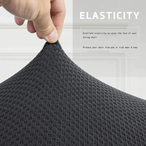 YIENJAOY 4 Pièces Housses De Chaise De Salle à Manger Couverture De Chaise Extensible Amovible Lavable élastique Pour Un Ajustement Universel,gris 7 YIENJAOY 4 Pièces Housses De Chaise De Salle à Manger Couverture De Chaise Extensible Amovible Lavable élastique Pour Un Ajustement Universel,gris – Image 5