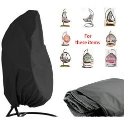PESCE Housse De Chaise Suspendue, Housse De Protection De Chaise Suspendue Housse Anti-poussière Pour Chaise Suspendue / Chaise à Bascule De Terrasse Avec Cordon De Serrage (noir) -banc et tabouret Soldes Boutique 65882126 4