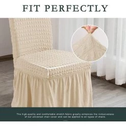 ILOVEMILAN Housse De Chaise Extensible Universelle Facile à Installer Avec Jupe, Chaise Amovible Et Lavable Pour Enfants, Animaux Domestiques, Cérémonie, Banquet, Fête De Mariage (2 Pièces, Kaki Clair) -banc et tabouret Soldes Boutique 65885531 4