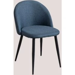 Chaise De Salle à Manger Kana SKLUM Polyester - Acier Noir - Noir Bleu Marin