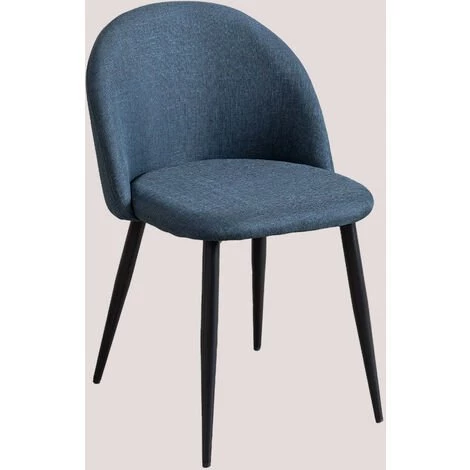 Chaise De Salle à Manger Kana SKLUM Polyester - Acier Noir - Noir Bleu Marin 3 Chaise De Salle à Manger Kana SKLUM Polyester - Acier Noir - Noir Bleu Marin