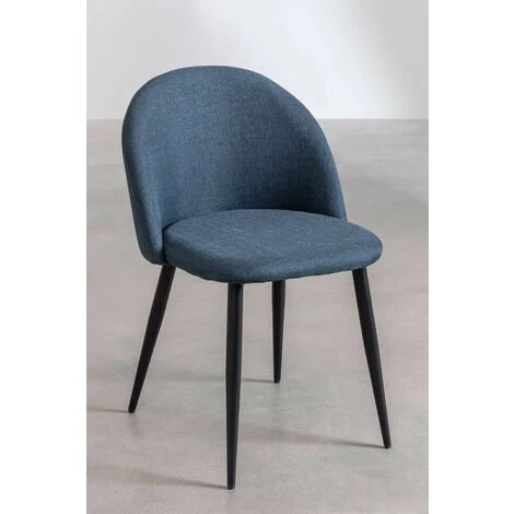 Chaise De Salle à Manger Kana SKLUM Polyester - Acier Noir - Noir Bleu Marin 4 Chaise De Salle à Manger Kana SKLUM Polyester - Acier Noir - Noir Bleu Marin – Image 2