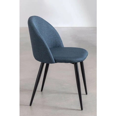 Chaise De Salle à Manger Kana SKLUM Polyester - Acier Noir - Noir Bleu Marin 5 Chaise De Salle à Manger Kana SKLUM Polyester - Acier Noir - Noir Bleu Marin – Image 3