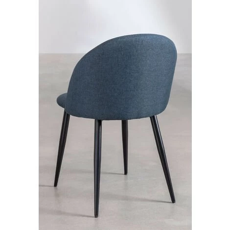 Chaise De Salle à Manger Kana SKLUM Polyester - Acier Noir - Noir Bleu Marin 6 Chaise De Salle à Manger Kana SKLUM Polyester - Acier Noir - Noir Bleu Marin – Image 4